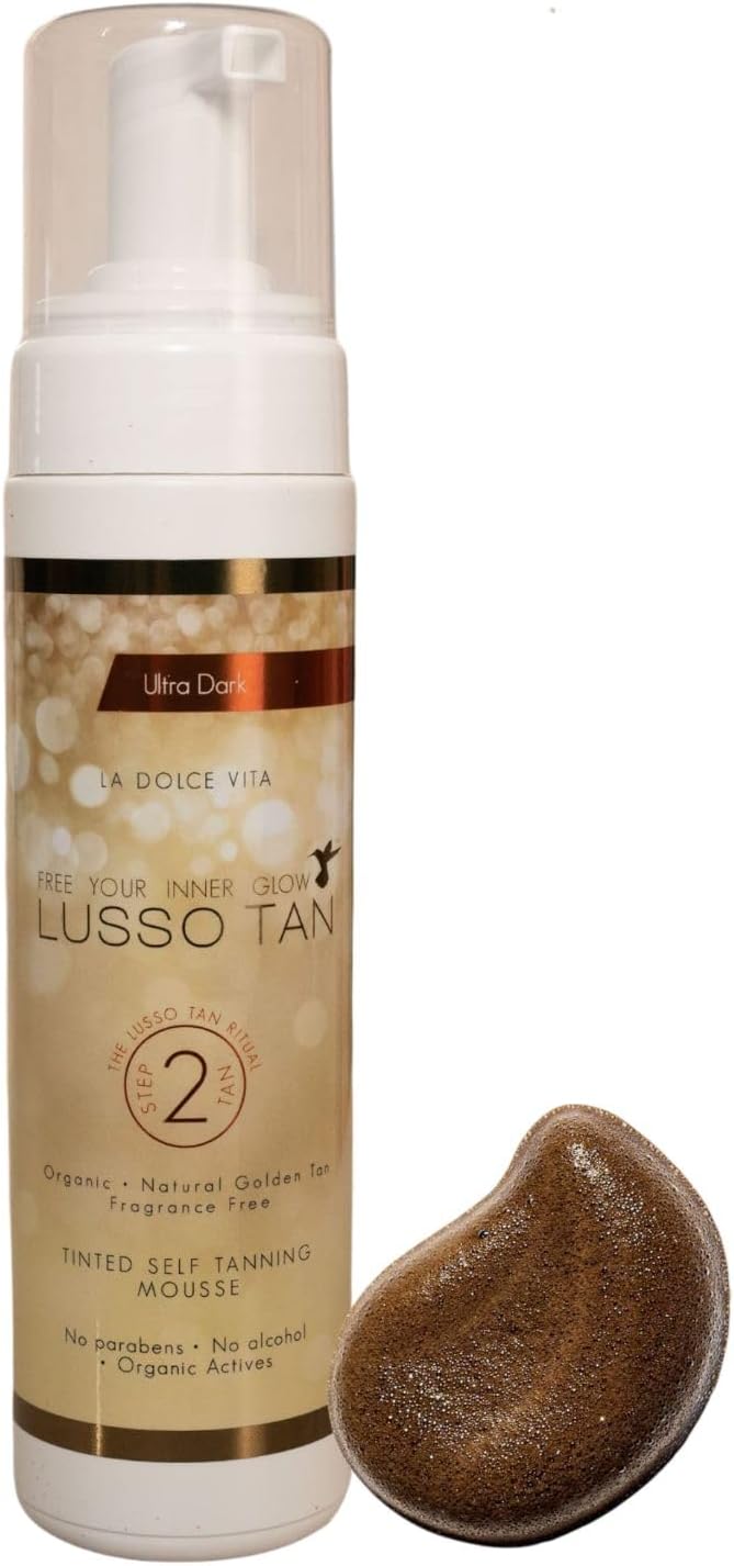Lusso Tan Ultra Dark Self Tanning Mousse – Organic, Vegan & Cruelty-Free | Professional-Grade False Tan for Face & Body
