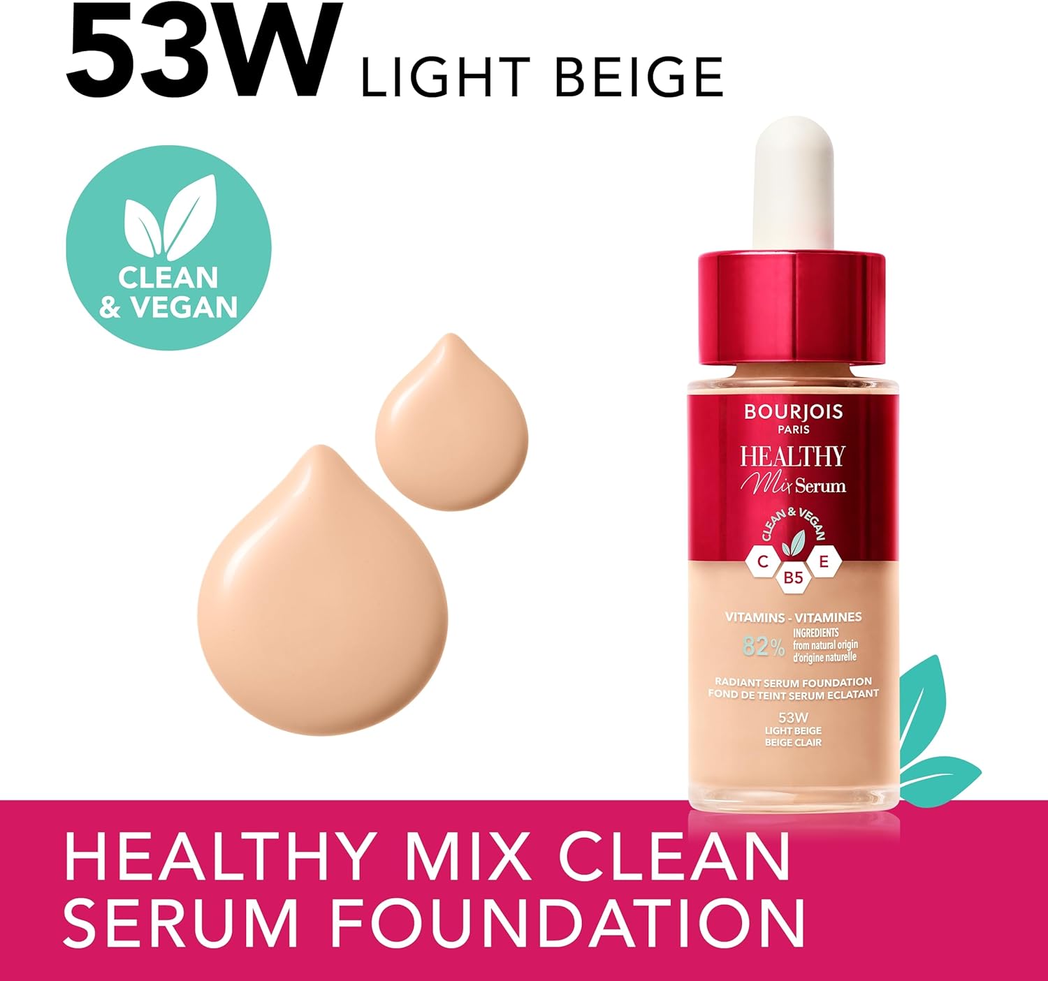 Bourjois Healthy Mix Clean Foundation Serum 55N Deep Beige, 30 ml
