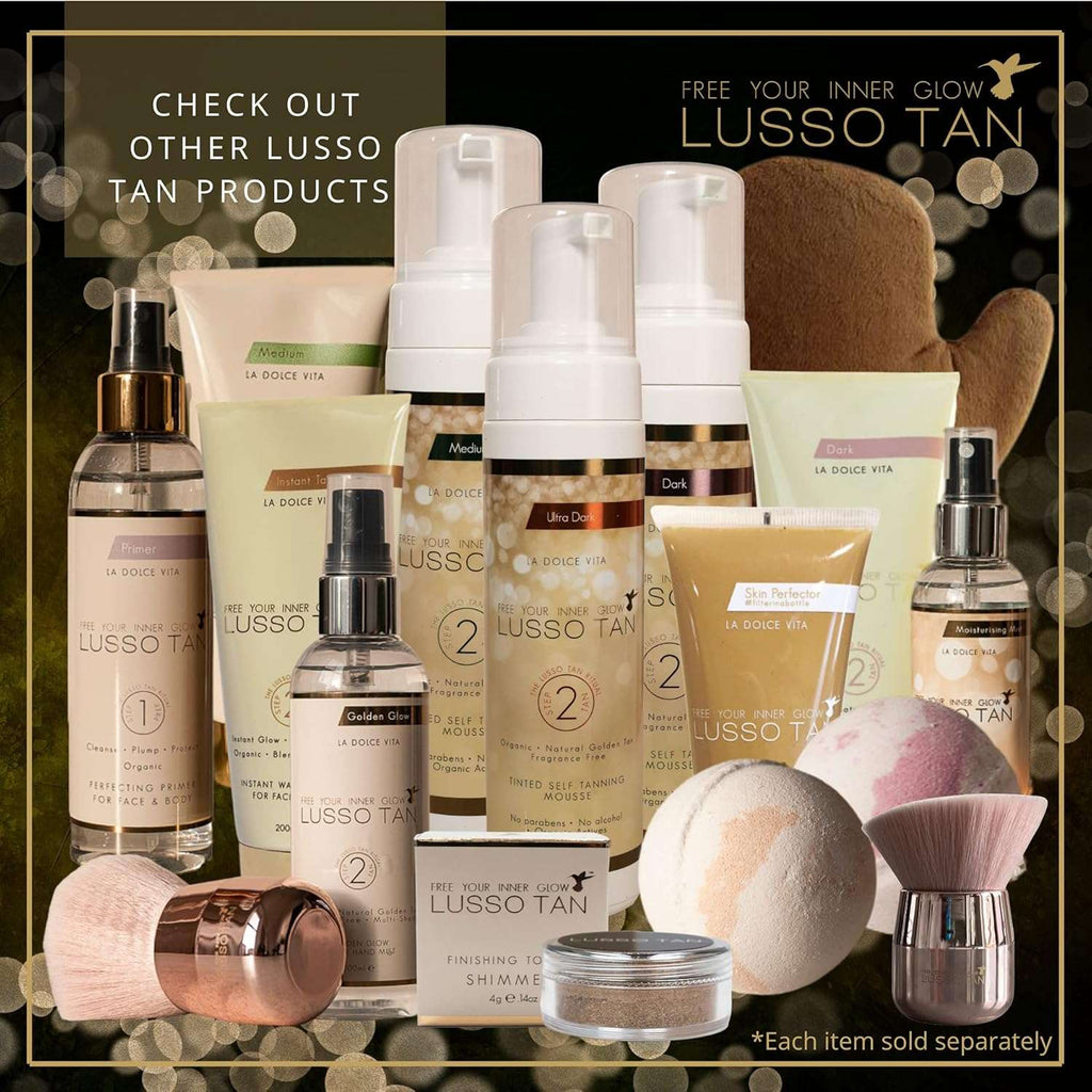 Lusso Tan Professional Medium Self Tanning Mousse – Organic, Vegan & Cruelty-Free | Natural Glow for Face & Body