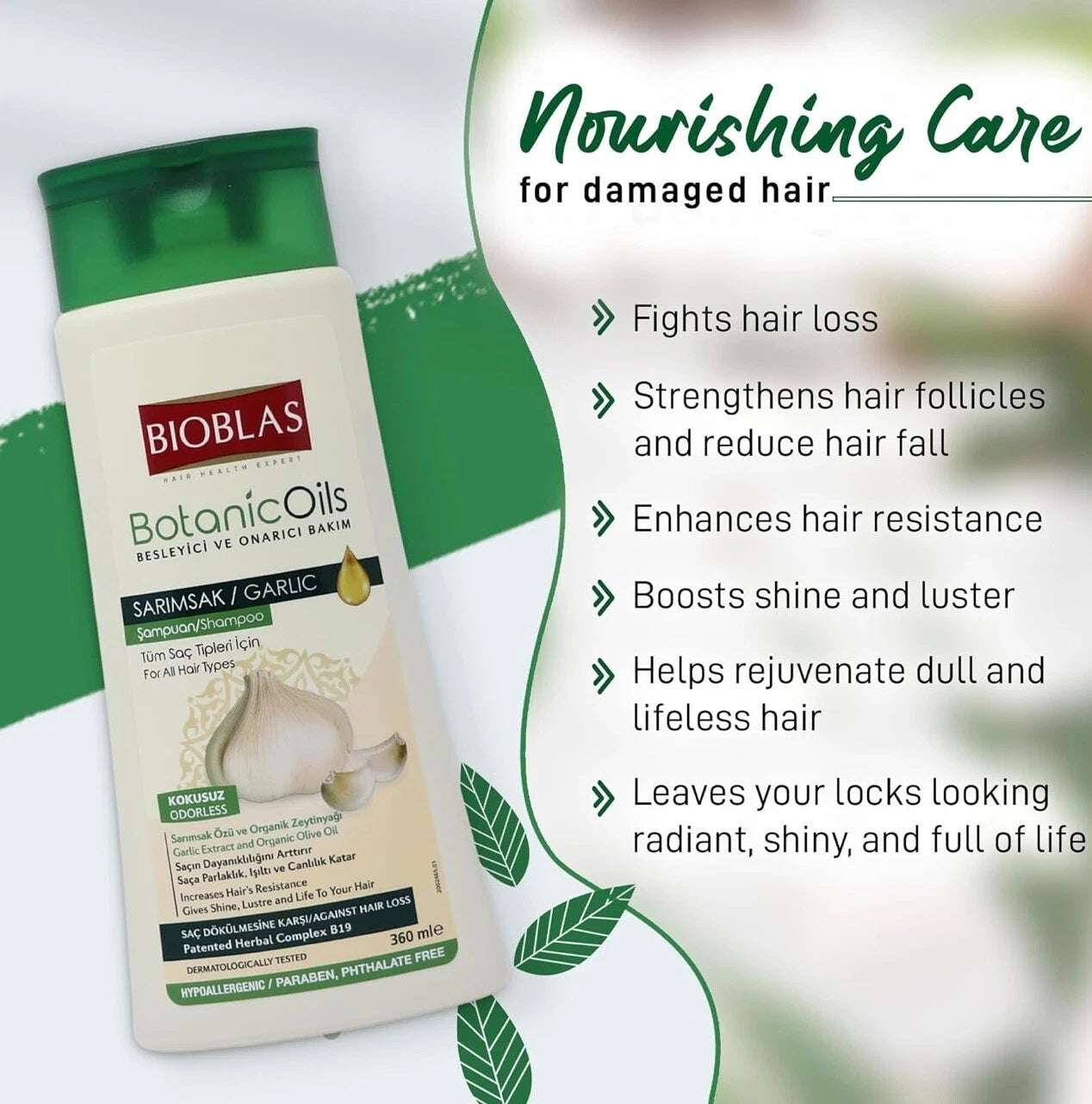 Garlic Shampoo 500 ml Bioblas, Odourless, Anti Hair Loss Women and Men