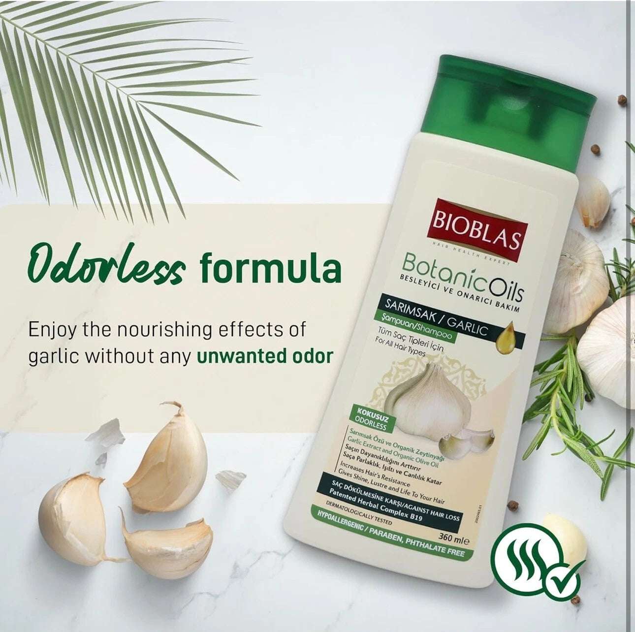 Garlic Shampoo 500 ml Bioblas, Odourless, Anti Hair Loss Women and Men